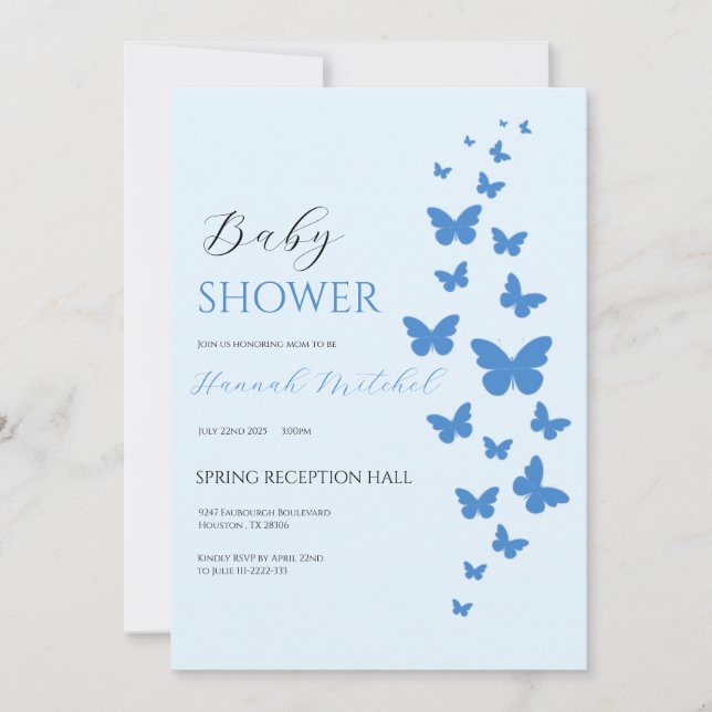 Elegant Floral Baby Shower Invitation Customizable Inbjudningar (Framsida)