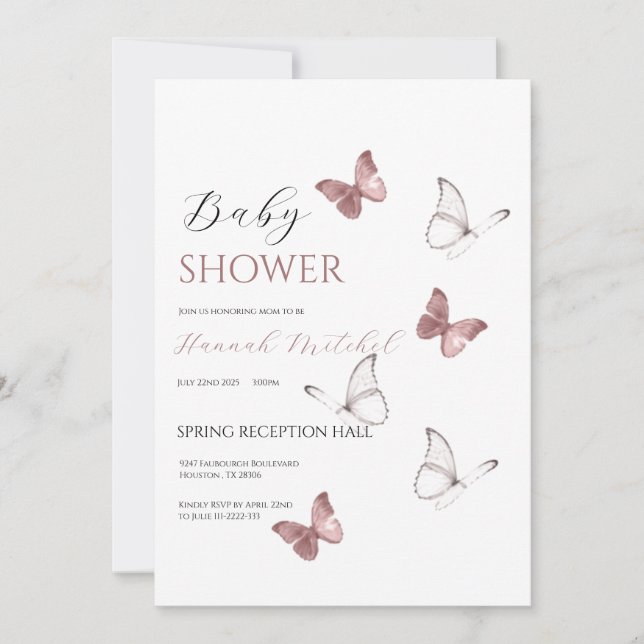 Elegant Floral Baby Shower Invitation Customizable Inbjudningar (Framsida)