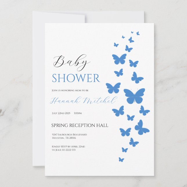 Elegant Floral Baby Shower Invitation Customizable Inbjudningar (Framsida)