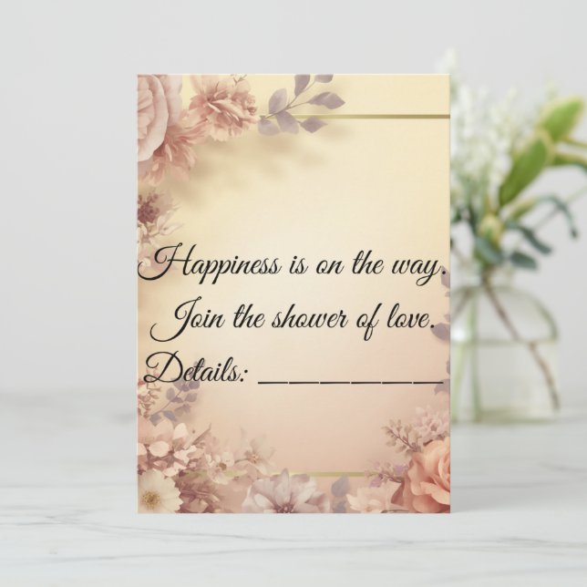 Elegant Floral Baby Shower Invitation  Inbjudningar (Stående Fram)