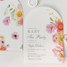 Elegant Floral Baby Shower Tea Party Invitation Inbjudningar