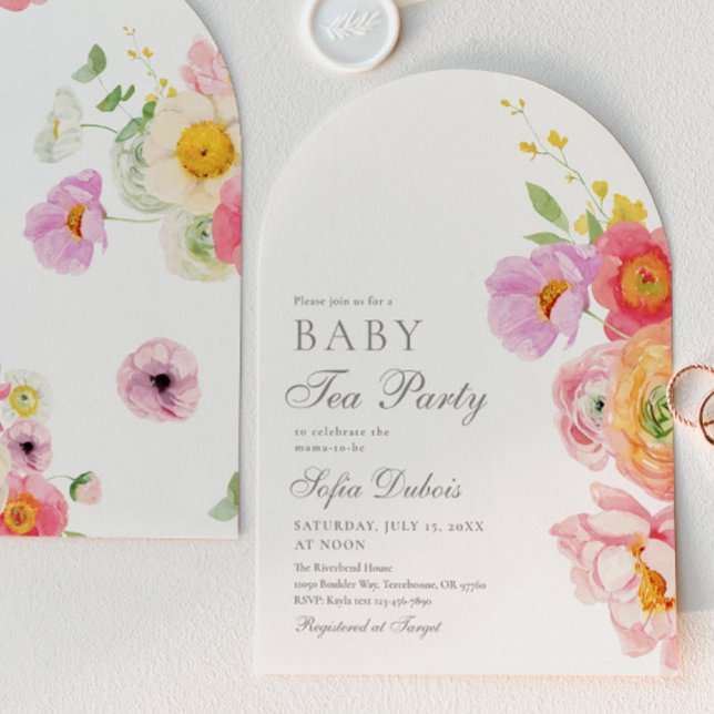 Elegant Floral Baby Shower Tea Party Invitation Inbjudningar (Skapare uppladdad)