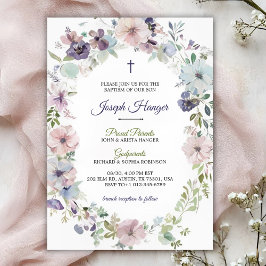 Elegant floral baptism Invitation  Inbjudningar