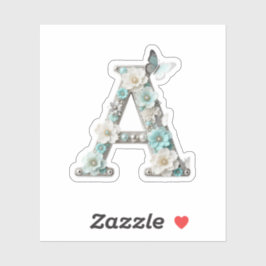 Elegant Floral Beaded Your Monogram Vinyl Stickers Klistermärken