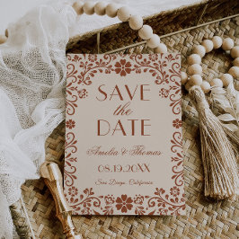 Elegant Floral Beige Wedding Spara Datumet