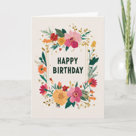 Elegant Floral Birthday Wishes Kort