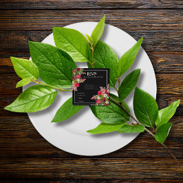 Elegant Floral Black Flower Photo Enclosure Card Tilläggskort