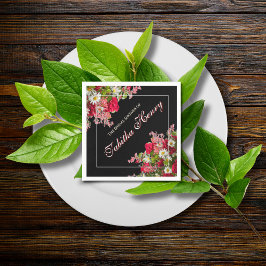 Elegant Floral Black Flower Photo  Pappersservett