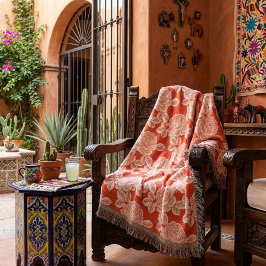 Elegant Floral Blanket with Vintage Charm Filt