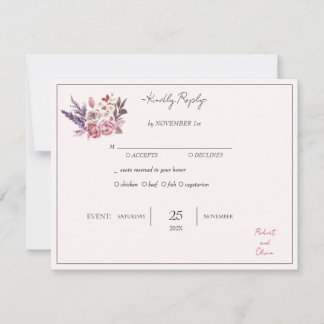 "Elegant Floral Bliss RSVP - Robert & Olivia" Inbjudningar