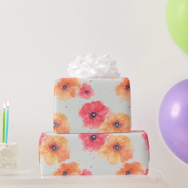 Elegant Floral Blooms Wrapping Paper Roll Presentpapper (Festgåvor)
