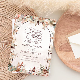 Elegant floral boho bröllop spara datumet