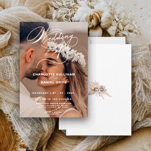Elegant floral boho bröllopet av foto inbjudningar