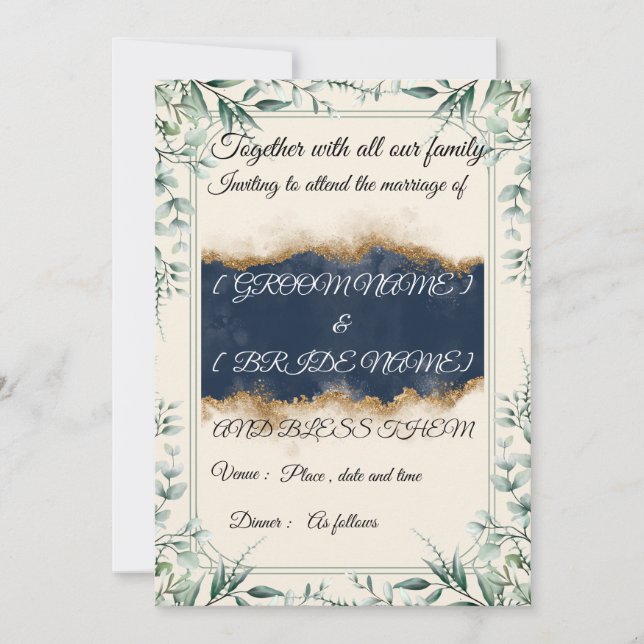Elegant Floral Border Wedding Invitation Card |  Inbjudningar (Framsida)