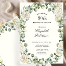 Elegant Floral Border Women's 80th Birthday 