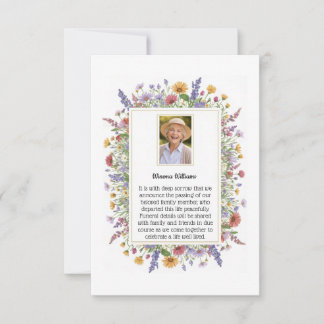 Elegant Floral Bordered Death Announcement Meddelande