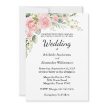 Elegant Floral Botanical Rose Pink Wedding