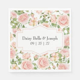 Elegant Floral Botanical Rose Pink Wedding Pappersservett