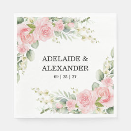 Elegant Floral Botanical Rose Pink Wedding Pappersservett