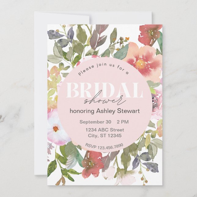 Elegant Floral Bridal Shower Invitation Inbjudningar (Framsida)