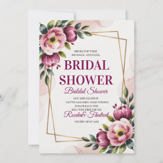 Elegant Floral Bridal Shower Invitation Inbjudningar