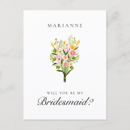 Elegant Floral Bridesmaid Proposal Vykort