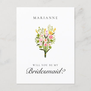 Elegant Floral Brudtärna Förslag Vykort