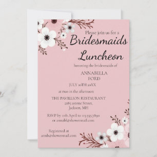 Elegant floral brudtärna lunch inbjudan
