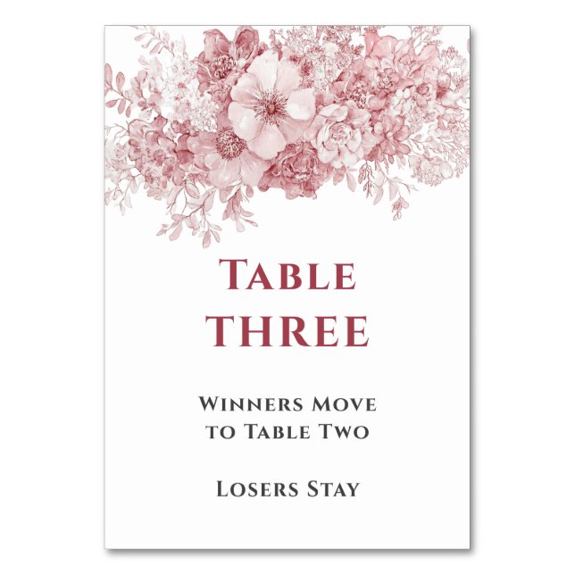 Elegant Floral Bunco Table Three Bordsnummer (Framsidan)