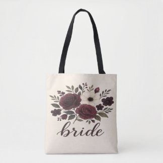 Elegant Floral Burgundy Bride Tygkasse