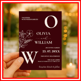 Elegant Floral Burgundy & Ivory Formal Wedding Inbjudningar