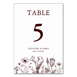 Elegant Floral Burgundy Wedding Bordsnummer
