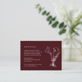 Elegant Floral Burgundy Wedding Details Card Tilläggskort
