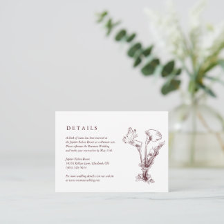 Elegant Floral Burgundy Wedding Details Card Tilläggskort