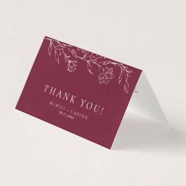 Elegant Floral Burgundy Wedding Folded Thank You Kort