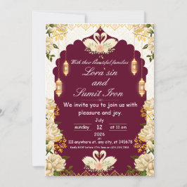 Elegant Floral Burgundy Wedding Invitation  Inbjudningar
