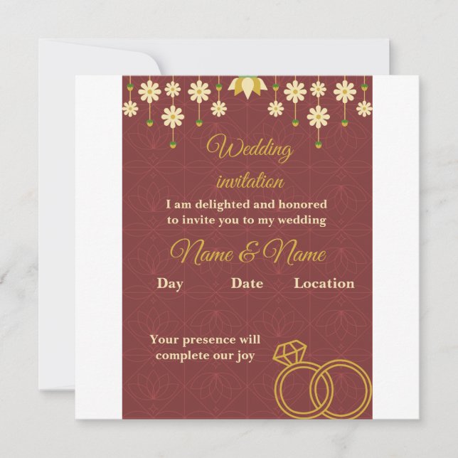Elegant Floral Burgundy Wedding Invitation Inbjudningar (Framsida)