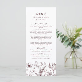 Elegant Floral Burgundy Wedding Meny