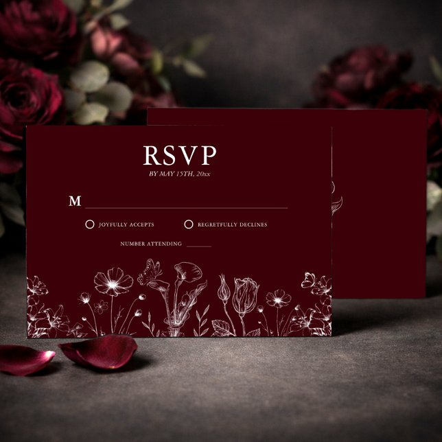 Elegant Floral Burgundy Wedding  OSA Kort (Skapare uppladdad)