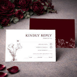 Elegant Floral Burgundy Wedding OSA Kort