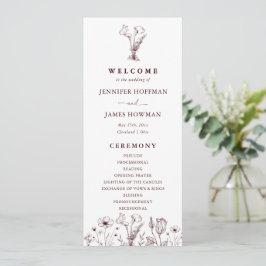 Elegant Floral Burgundy Wedding Program