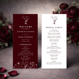 Elegant Floral Burgundy Wedding Program
