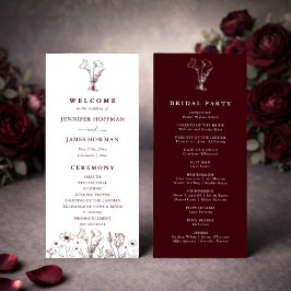Elegant Floral Burgundy Wedding Program