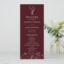 Elegant Floral Burgundy Wedding Program