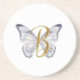 Elegant Floral Butterfly Letter B - Artistic Monog Underlägg