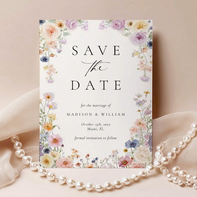 Elegant Floral calligraphy Save the Date Vykort (Skapare uppladdad)