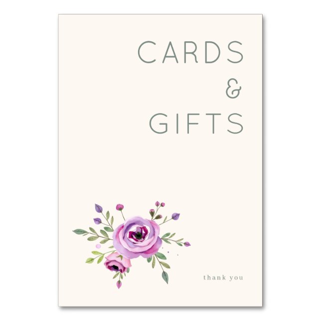 Elegant Floral Cards & Gifts Bordsnummer (Framsidan)