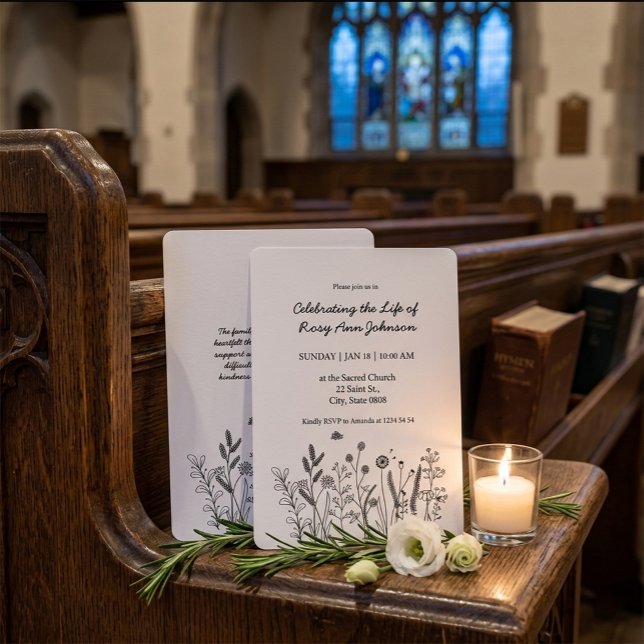 Elegant Floral "Celebrating the Life" Funeral Inbjudningar (Skapare uppladdad)