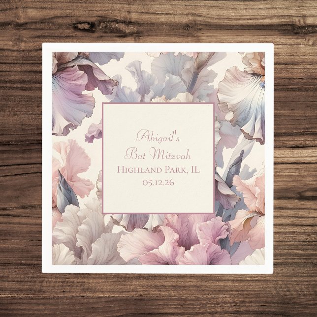 Elegant Floral Classic Blush Bat Mitzvah  Pappersservett (Skapare uppladdad)
