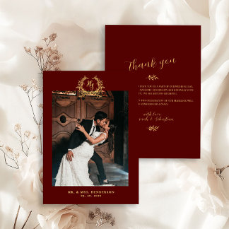 Elegant Floral Crest Burgundy Gold Tack Kort